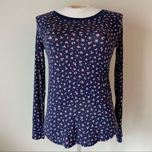 GAP Love by GAP Floral Print Mix Modal Long Sleeve Tee - Indigo